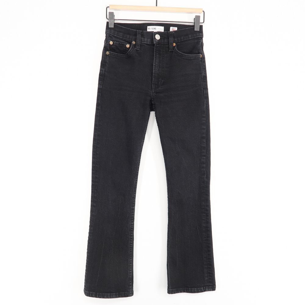 RE/DONE Originals Mid-Rise Kick Flare Jean Womens 24 Black Wash Stretch